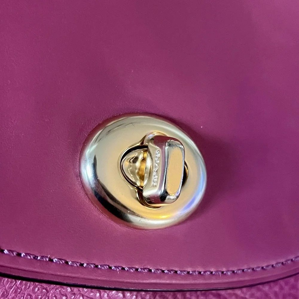 Pink Gold Coach Faye Carryall Dusty Rose Leather Shoulder Bag Crossbody Turnlock